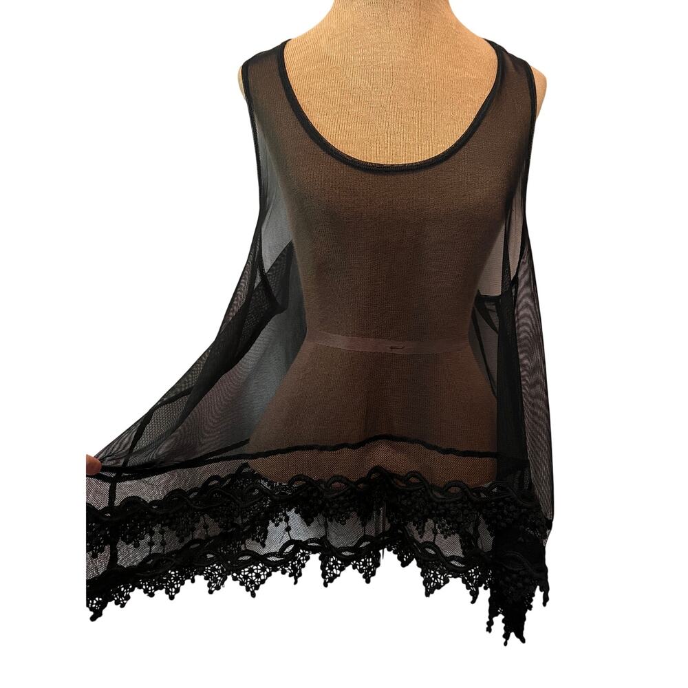 SYMPLI black sheer mesh lace tank top sz 12 layering dark romantic gothic witchy